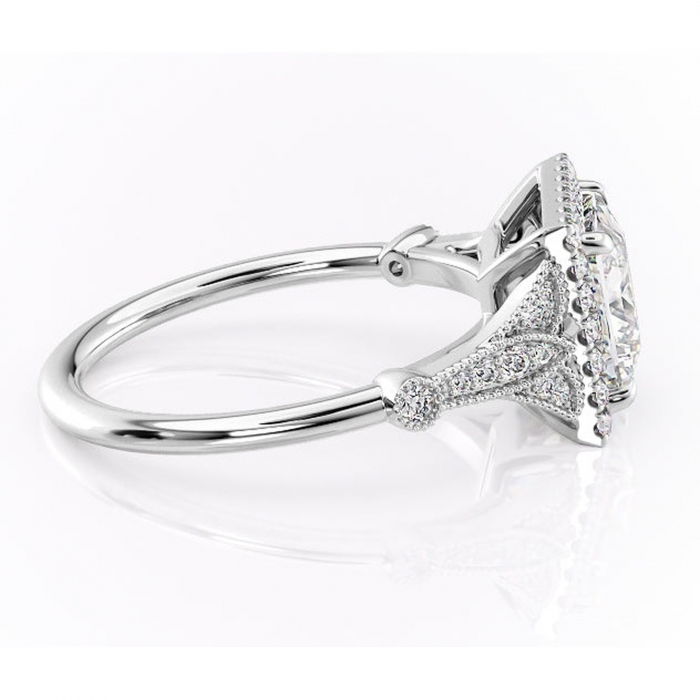 Inel de logodnă Citrina din aur Alb 14kt cu moissanite tăietură princess – Halo rafinată pentru profil mediu | Personalizează și configurează gratuit online [2]