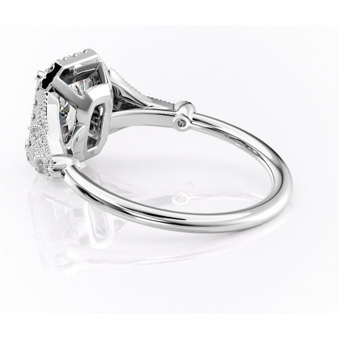 Inel de logodnă Citrina din aur Alb 18kt cu moissanite tăietură radiantă – Halo rafinată pentru profil mediu | Personalizează și configurează gratuit online [5]