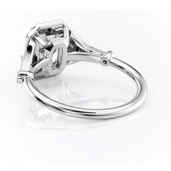 Inel de logodnă Citrina din aur Alb 18kt cu moissanite tăietură radiantă – Halo rafinată pentru profil mediu | Personalizează și configurează gratuit online [4]