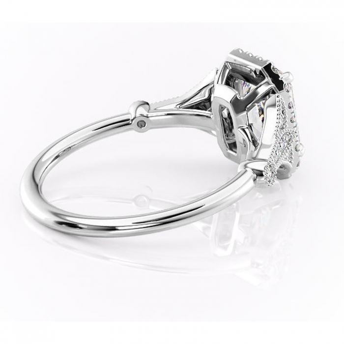 Inel de logodnă Citrina din aur Alb 18kt cu moissanite tăietură radiantă – Halo rafinată pentru profil mediu | Personalizează și configurează gratuit online [3]