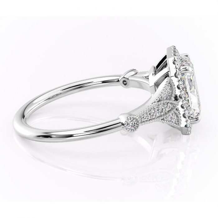 Inel de logodnă Citrina din aur Alb 18kt cu moissanite tăietură radiantă – Halo rafinată pentru profil mediu | Personalizează și configurează gratuit online [2]