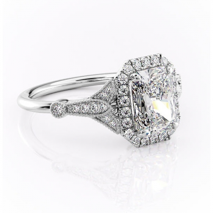 Inel de logodnă Citrina din aur Alb 18kt cu moissanite tăietură radiantă – Halo rafinată pentru profil mediu | Personalizează și configurează gratuit online [1]