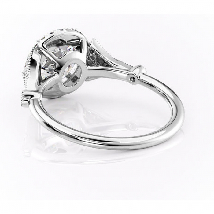 Inel de logodnă Citrina din aur Alb 14kt cu moissanite tăietură rotundă – Halo rafinată pentru profil mediu | Personalizează și configurează gratuit online [4]