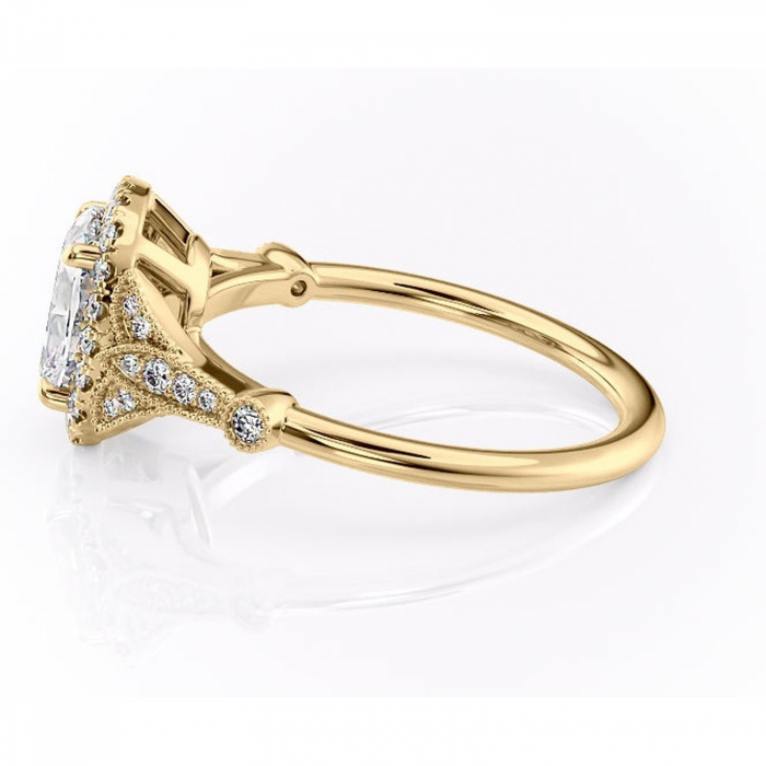 Inel de logodnă Citrina din aur Galben 14kt cu moissanite tăietură asscher – Halo rafinată pentru profil mediu | Personalizează și configurează gratuit online [6]