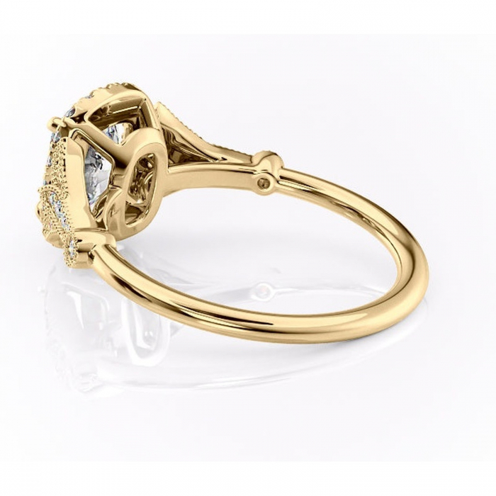 Inel de logodnă Citrina din aur Galben 14kt cu moissanite tăietură asscher – Halo rafinată pentru profil mediu | Personalizează și configurează gratuit online [5]