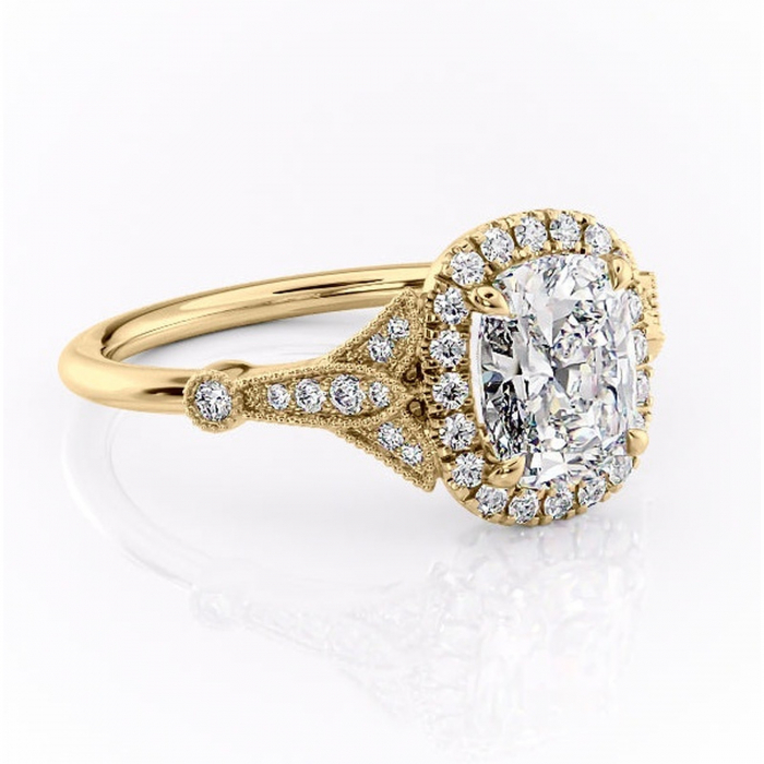 Inel de logodnă Citrina din aur Galben 14kt cu moissanite tăietură asscher – Halo rafinată pentru profil mediu | Personalizează și configurează gratuit online [1]