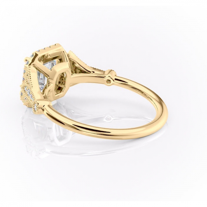 Inel de logodnă Citrina din aur Galben 18kt cu moissanite tăietură asscher – Halo rafinată pentru profil mediu | Personalizează și configurează gratuit online [5]