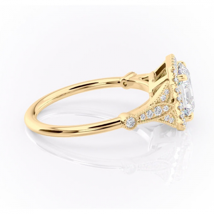 Inel de logodnă Citrina din aur Galben 18kt cu moissanite tăietură asscher – Halo rafinată pentru profil mediu | Personalizează și configurează gratuit online [2]