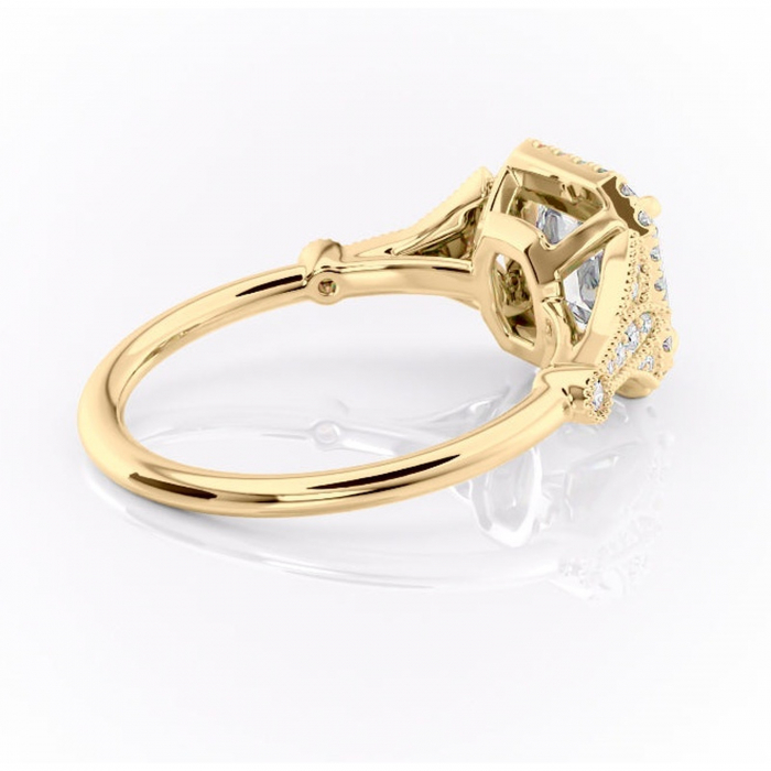 Inel de logodnă Citrina din aur Galben 18kt cu moissanite tăietură asscher – Halo rafinată pentru profil mediu | Personalizează și configurează gratuit online [3]