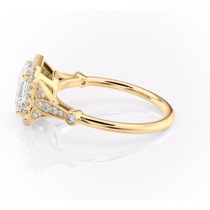 Inel de logodnă Citrina din aur Galben 18kt cu moissanite tăietură asscher – Halo rafinată pentru profil mediu | Personalizează și configurează gratuit online [6]