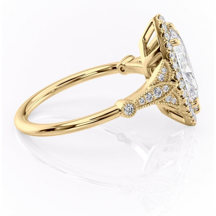 Inel de logodnă Citrina din aur Galben 18kt cu moissanite tăietură marquise – Halo rafinată pentru profil mediu | Personalizează și configurează gratuit online [2]