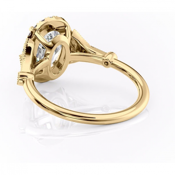 Inel de logodnă Citrina din aur Galben 18kt cu moissanite tăietură ovală – Halo rafinată pentru profil mediu | Personalizează și configurează gratuit online [4]
