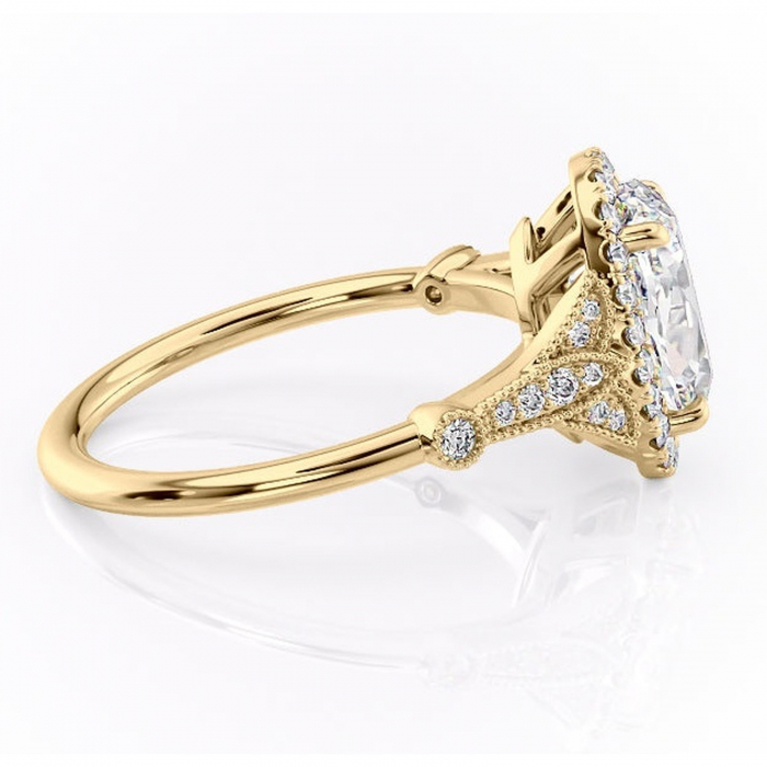 Inel de logodnă Citrina din aur Galben 18kt cu moissanite tăietură ovală – Halo rafinată pentru profil mediu | Personalizează și configurează gratuit online [2]