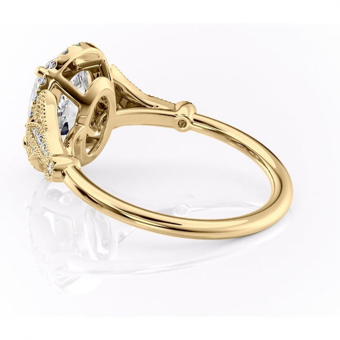 Inel de logodnă Citrina din aur Galben 18kt cu moissanite tăietură ovală – Halo rafinată pentru profil mediu | Personalizează și configurează gratuit online [5]