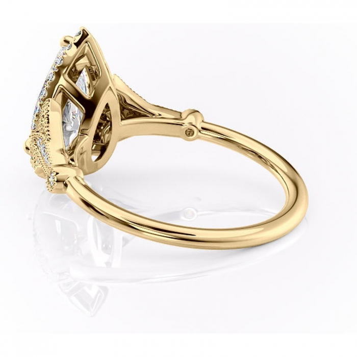 Inel de logodnă Citrina din aur Galben 18kt cu moissanite tăietură pară – Halo rafinată pentru profil mediu | Personalizează și configurează gratuit online [5]
