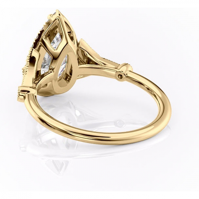 Inel de logodnă Citrina din aur Galben 18kt cu moissanite tăietură pară – Halo rafinată pentru profil mediu | Personalizează și configurează gratuit online [4]
