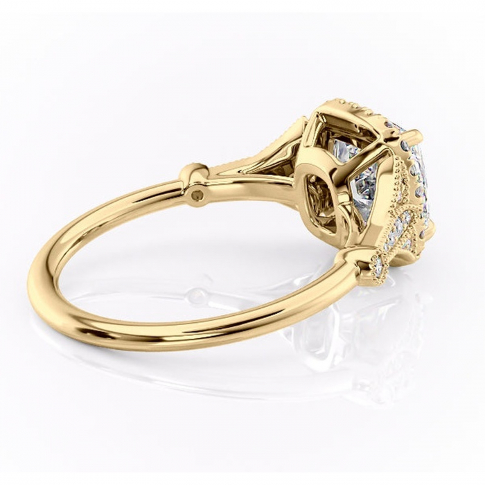 Inel de logodnă Citrina din aur Galben 14kt cu moissanite tăietură pernă – Halo rafinată pentru profil mediu | Personalizează și configurează gratuit online [3]