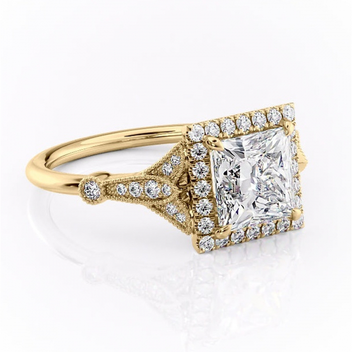Inel de logodnă Citrina din aur Galben 18kt cu moissanite tăietură princess – Halo rafinată pentru profil mediu | Personalizează și configurează gratuit online [1]