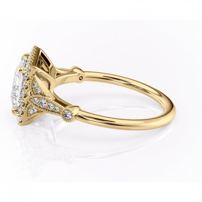 Inel de logodnă Citrina din aur Galben 18kt cu moissanite tăietură princess – Halo rafinată pentru profil mediu | Personalizează și configurează gratuit online [6]