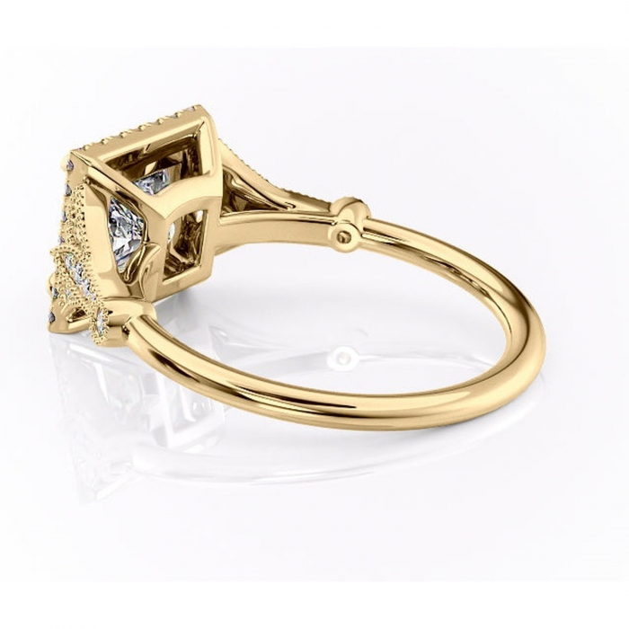 Inel de logodnă Citrina din aur Galben 18kt cu moissanite tăietură princess – Halo rafinată pentru profil mediu | Personalizează și configurează gratuit online [5]