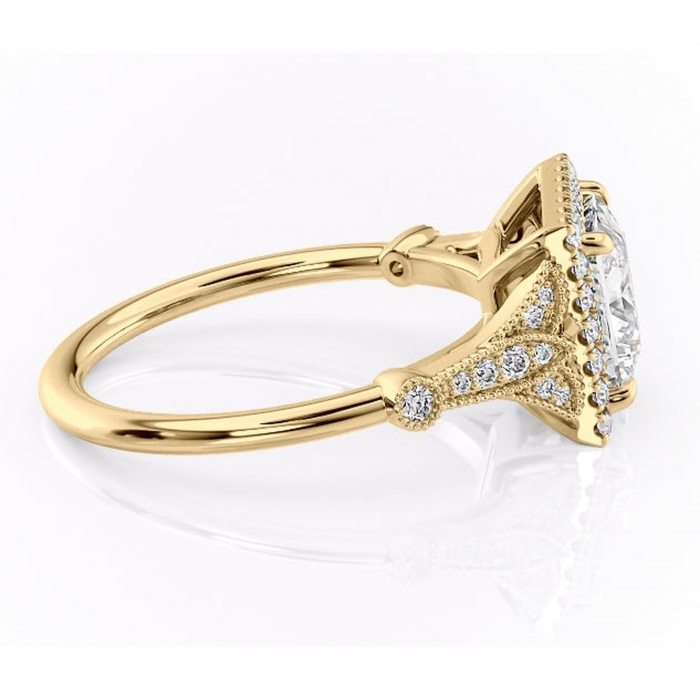 Inel de logodnă Citrina din aur Galben 18kt cu moissanite tăietură princess – Halo rafinată pentru profil mediu | Personalizează și configurează gratuit online [2]