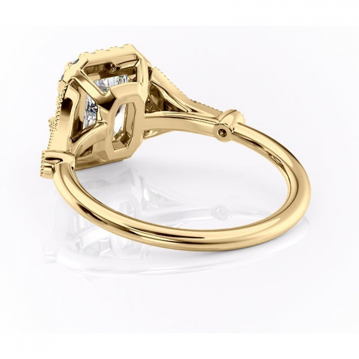 Inel de logodnă Citrina din aur Galben 14kt cu moissanite tăietură radiantă – Halo rafinată pentru profil mediu | Personalizează și configurează gratuit online [4]