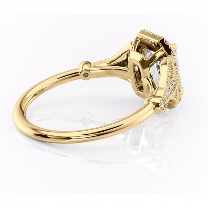 Inel de logodnă Citrina din aur Galben 14kt cu moissanite tăietură radiantă – Halo rafinată pentru profil mediu | Personalizează și configurează gratuit online [3]