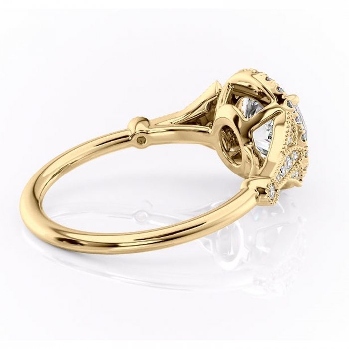 Inel de logodnă Citrina din aur Galben 14kt cu moissanite tăietură rotundă – Halo rafinată pentru profil mediu | Personalizează și configurează gratuit online [3]