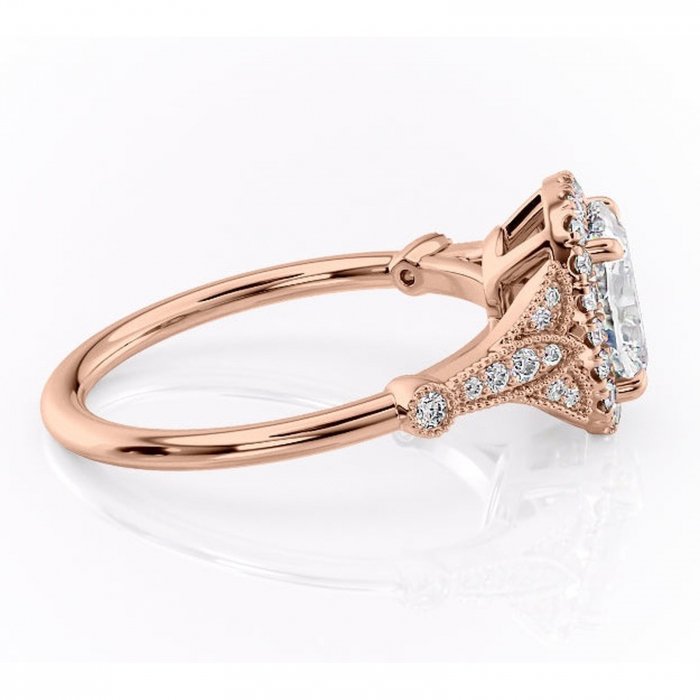 Inel de logodnă Citrina din aur Rose 14kt cu moissanite tăietură asscher – Halo rafinată pentru profil mediu | Personalizează și configurează gratuit online [2]