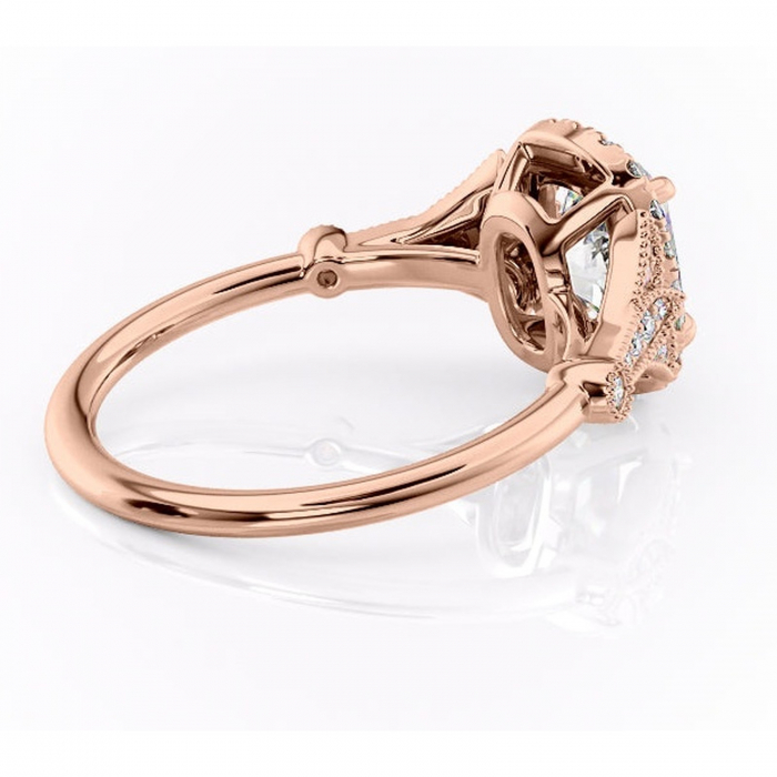 Inel de logodnă Citrina din aur Rose 14kt cu moissanite tăietură asscher – Halo rafinată pentru profil mediu | Personalizează și configurează gratuit online [3]