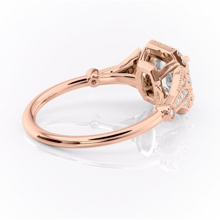 Inel de logodnă Citrina din aur Rose 18kt cu moissanite tăietură asscher – Halo rafinată pentru profil mediu | Personalizează și configurează gratuit online [3]