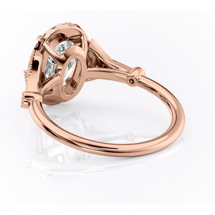 Inel de logodnă Citrina din aur Rose 14kt cu moissanite tăietură ovală – Halo rafinată pentru profil mediu | Personalizează și configurează gratuit online [4]