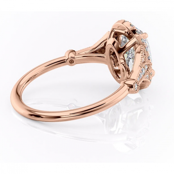 Inel de logodnă Citrina din aur Rose 14kt cu moissanite tăietură ovală – Halo rafinată pentru profil mediu | Personalizează și configurează gratuit online [3]