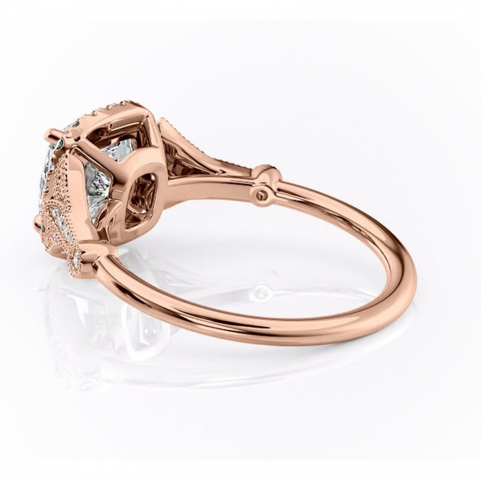 Inel de logodnă Citrina din aur Rose 18kt cu moissanite tăietură pernă – Halo rafinată pentru profil mediu | Personalizează și configurează gratuit online [5]