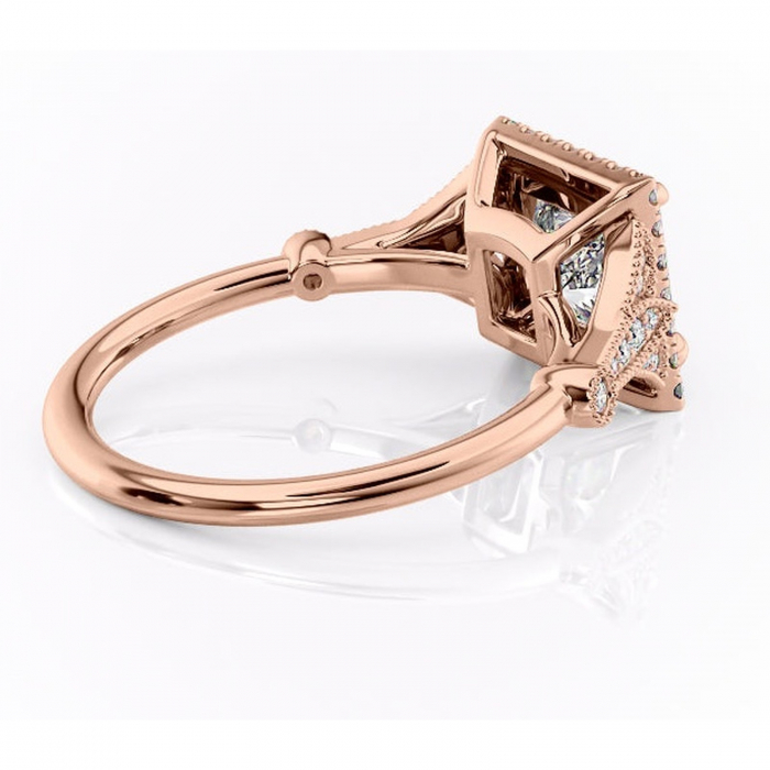Inel de logodnă Citrina din aur Rose 14kt cu moissanite tăietură princess – Halo rafinată pentru profil mediu | Personalizează și configurează gratuit online [3]
