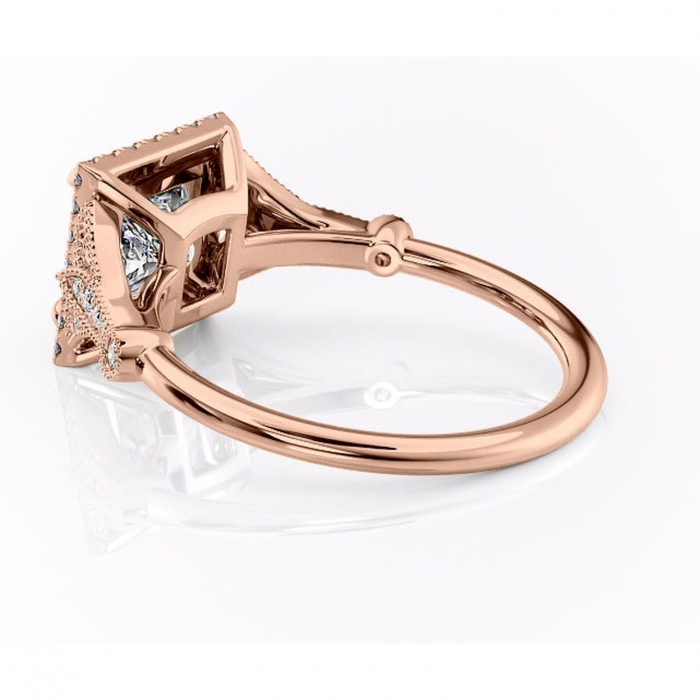 Inel de logodnă Citrina din aur Rose 14kt cu moissanite tăietură princess – Halo rafinată pentru profil mediu | Personalizează și configurează gratuit online [5]