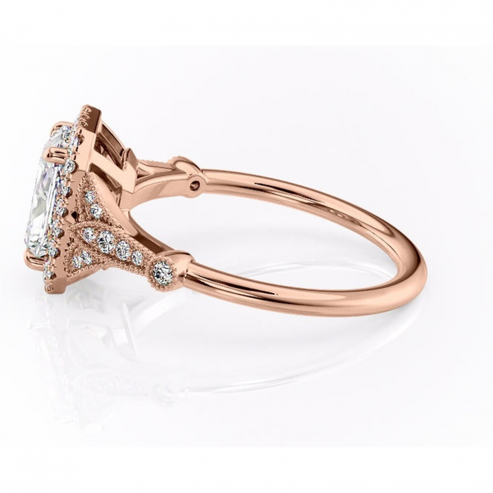 Inel de logodnă Citrina din aur Rose 14kt cu moissanite tăietură radiantă – Halo rafinată pentru profil mediu | Personalizează și configurează gratuit online [6]