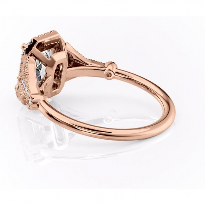 Inel de logodnă Citrina din aur Rose 14kt cu moissanite tăietură radiantă – Halo rafinată pentru profil mediu | Personalizează și configurează gratuit online [5]