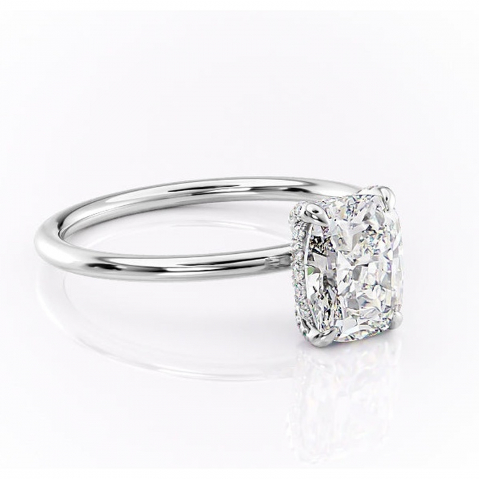 Inel de logodnă Clarabelle din aur Alb 14kt cu moissanite tăietură pernă – Solitar rafinată pentru profil înalt | Personalizează și configurează gratuit online [1]