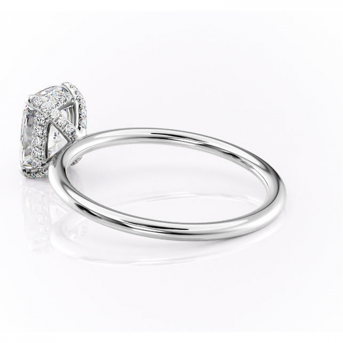 Inel de logodnă Clarabelle din aur Alb 14kt cu moissanite tăietură pernă – Solitar rafinată pentru profil înalt | Personalizează și configurează gratuit online [5]