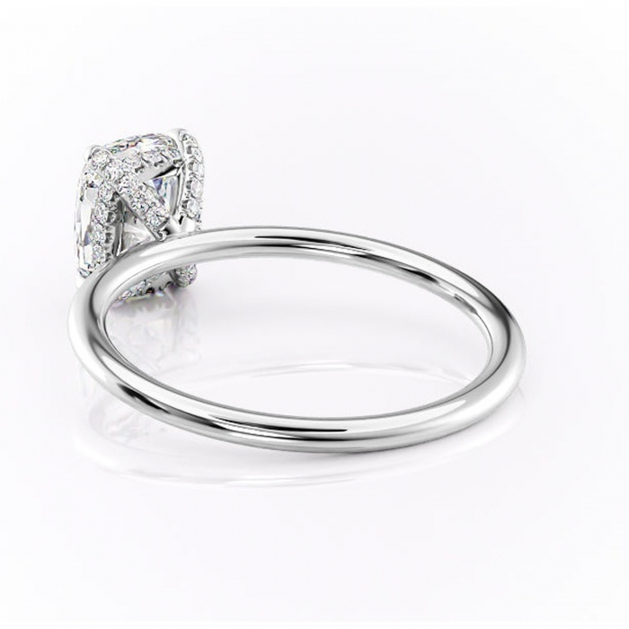Inel de logodnă Clarabelle din aur Alb 14kt cu moissanite tăietură pernă – Solitar rafinată pentru profil înalt | Personalizează și configurează gratuit online [4]