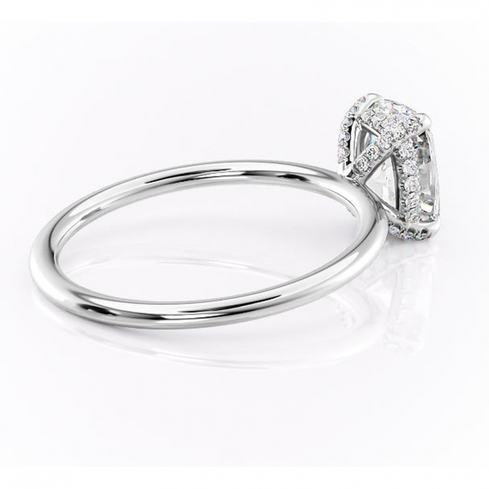 Inel de logodnă Clarabelle din aur Alb 14kt cu moissanite tăietură pernă – Solitar rafinată pentru profil înalt | Personalizează și configurează gratuit online [3]