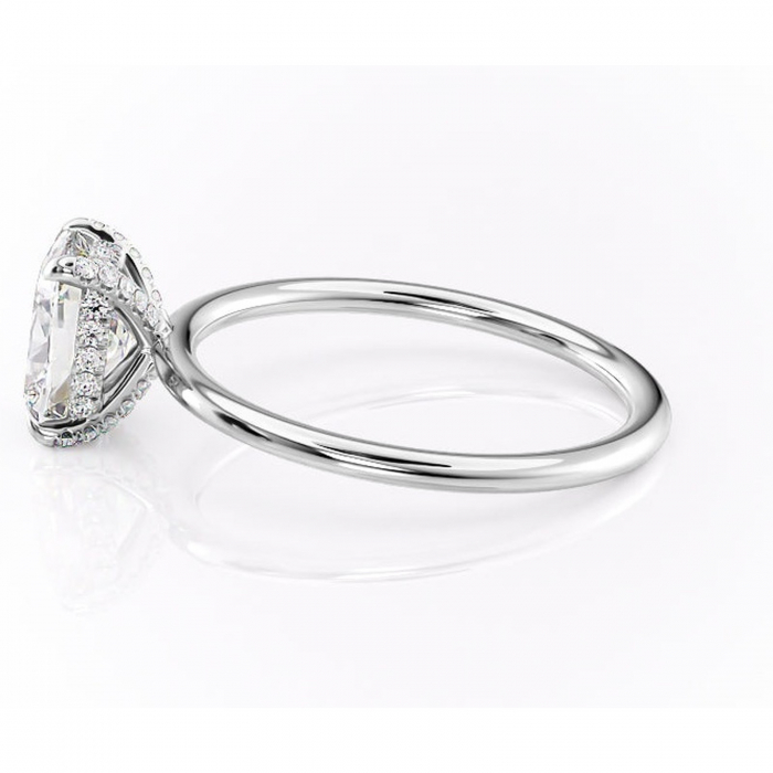 Inel de logodnă Clarabelle din aur Alb 14kt cu moissanite tăietură pernă – Solitar rafinată pentru profil înalt | Personalizează și configurează gratuit online [6]