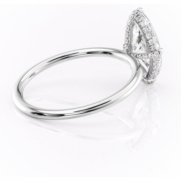 Inel de logodnă Clarabelle din aur Alb 14kt cu moissanite tăietură marquise – Solitar rafinată pentru profil înalt | Personalizează și configurează gratuit online [3]