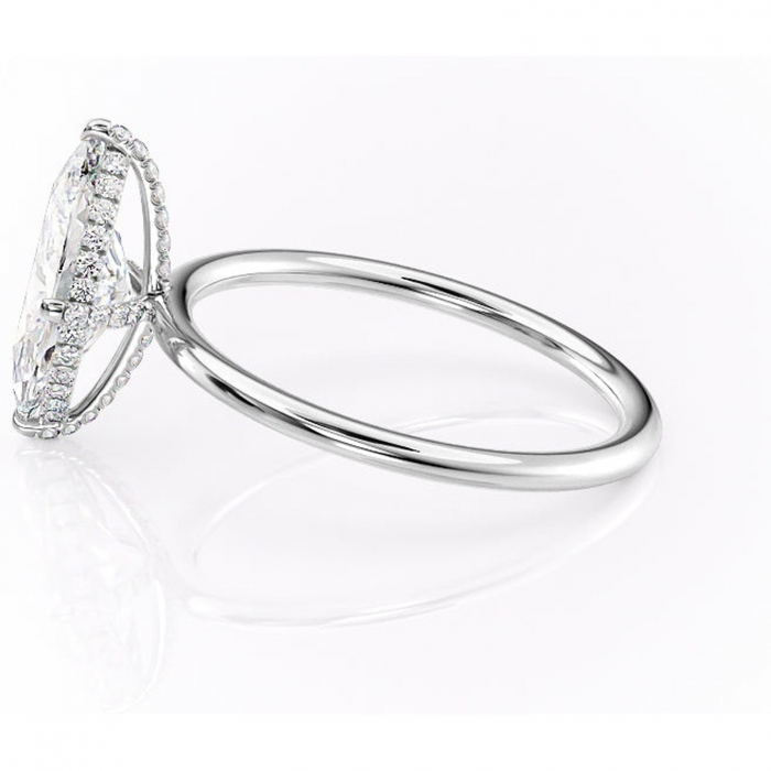 Inel de logodnă Clarabelle din aur Alb 14kt cu moissanite tăietură marquise – Solitar rafinată pentru profil înalt | Personalizează și configurează gratuit online [6]