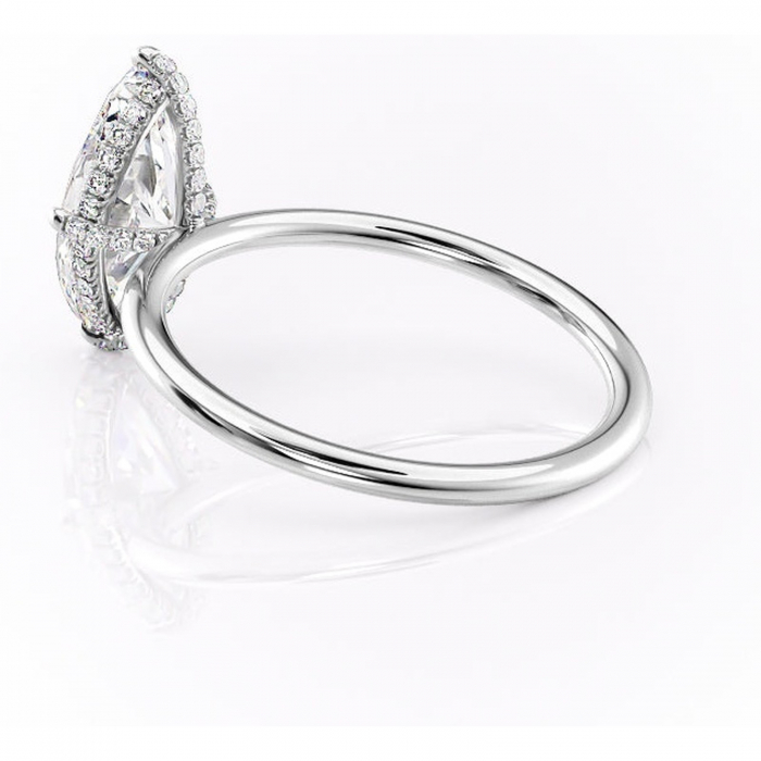 Inel de logodnă Clarabelle din aur Alb 14kt cu moissanite tăietură marquise – Solitar rafinată pentru profil înalt | Personalizează și configurează gratuit online [5]