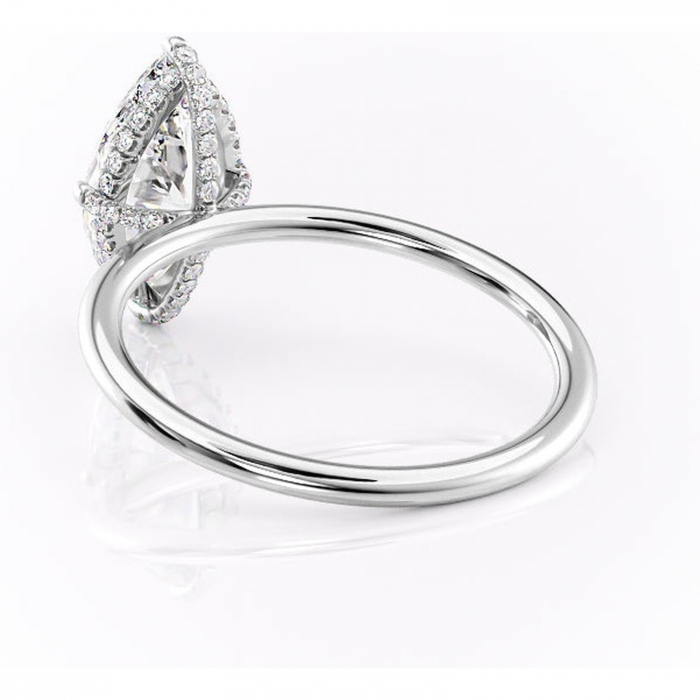 Inel de logodnă Clarabelle din aur Alb 14kt cu moissanite tăietură marquise – Solitar rafinată pentru profil înalt | Personalizează și configurează gratuit online [4]