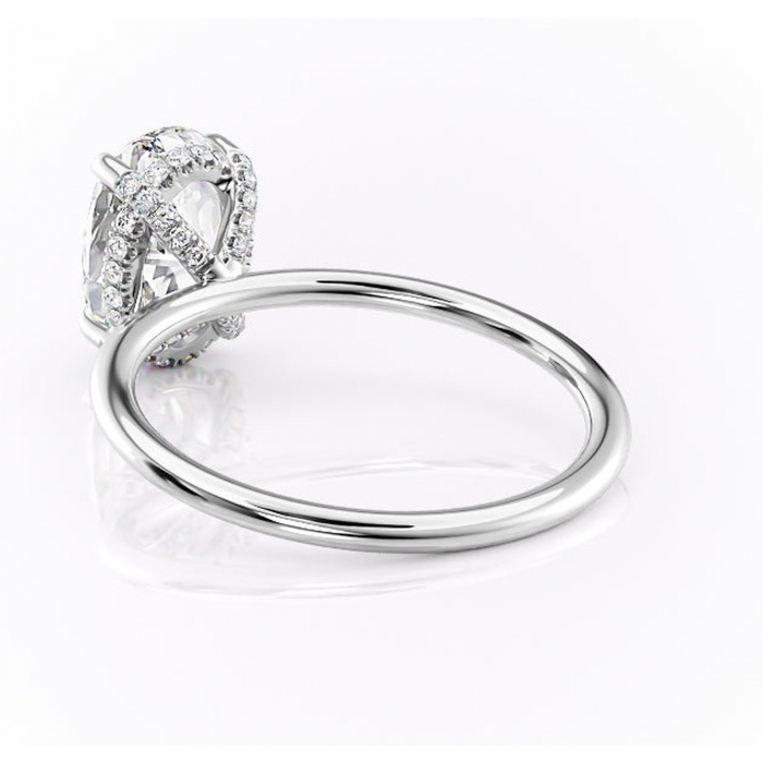 Inel de logodnă Clarabelle din aur Alb 14kt cu moissanite tăietură ovală – Solitar rafinată pentru profil înalt | Personalizează și configurează gratuit online [4]