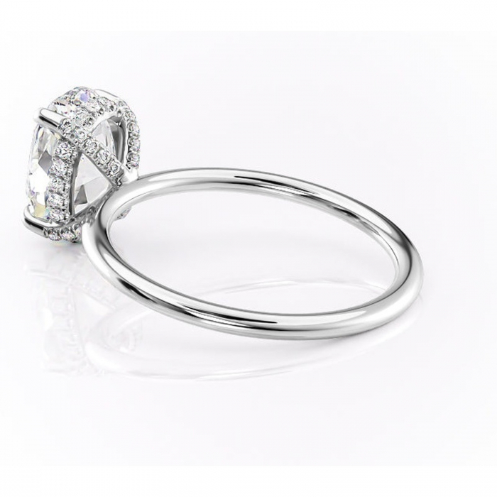 Inel de logodnă Clarabelle din aur Alb 14kt cu moissanite tăietură ovală – Solitar rafinată pentru profil înalt | Personalizează și configurează gratuit online [5]