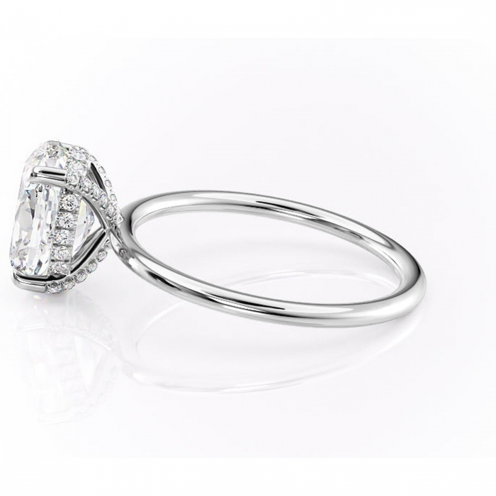 Inel de logodnă Clarabelle din aur Alb 14kt cu moissanite tăietură ovală – Solitar rafinată pentru profil înalt | Personalizează și configurează gratuit online [6]